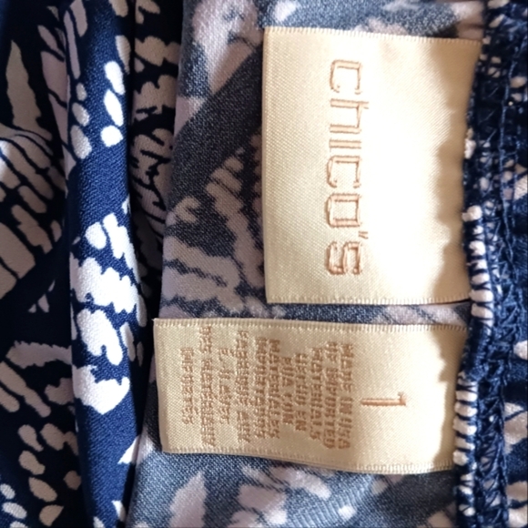 Chico's Maxi Flowy Tribal Blue White Print Skirt - Picture 11 of 13